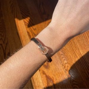 Vintage Juicy Couture Rose Gold Tone Buckle Bracelet with Amber Rhinestones